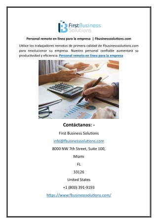 Personal remoto en línea para la empresa  | Fbusinesssolutions.com
