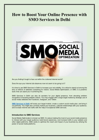 How to Boost Your Online Presence with SMO Services in Delhi