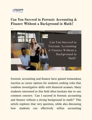 Can You Succeed in Forensic Accounting & Finance Without a Background in Math_