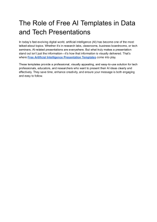 The Role of Free AI Templates in Data and Tech Presentations