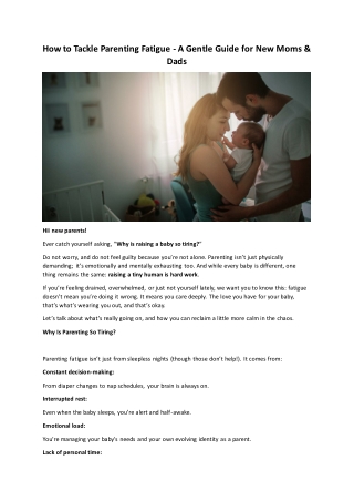 How to Tackle Parenting Fatigue A Gentle Guide for New Moms and Dads