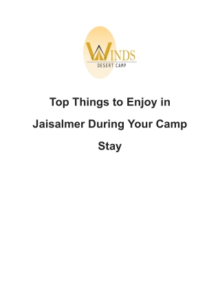 Top Things to Enjoy in Jaisalmer During Your Camp Stay