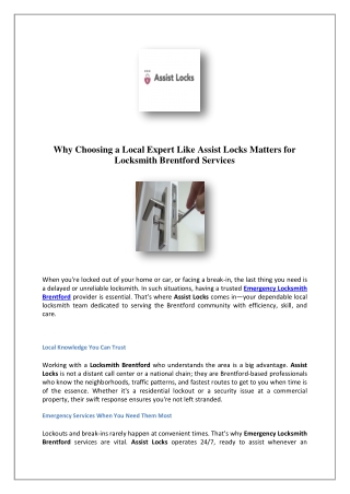 Richmond Locksmiths | Assist Locks