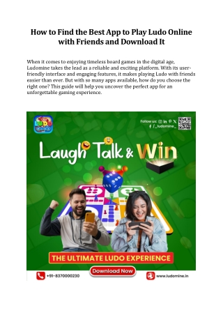 How to Find the Best App to Play Ludo Online with Friends and Download It