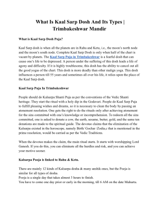 What Is Kaal Sarp Dosh And Its Types | Trimbakeshwar Mandir