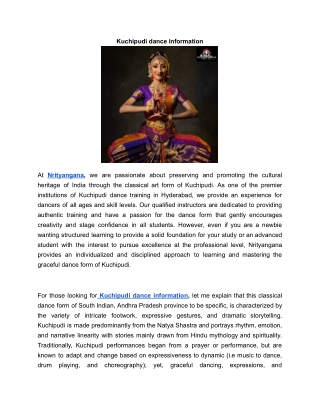 Kuchipudi dance information | Nrityangana