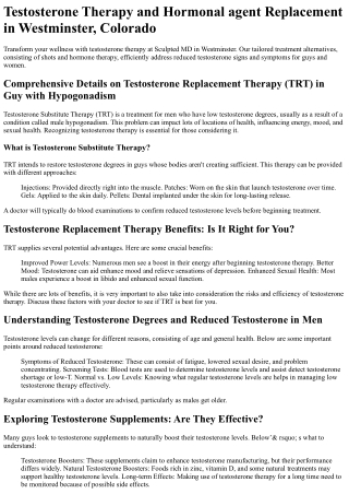 Testosterone Therapy Westminster