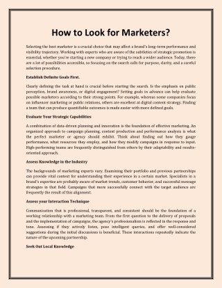 How to Look for Marketers