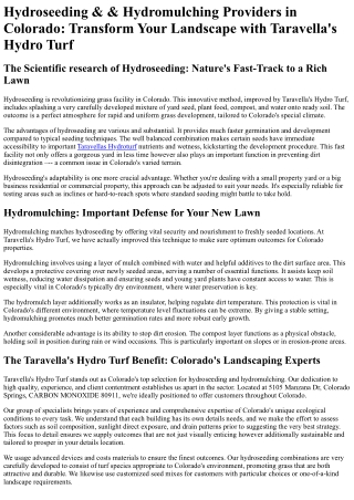 Taravellas Hydro Turf