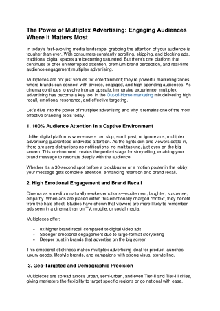 The Power of Multiplex Advertising Engaging Audiences Where It Matters Most