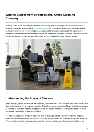 What to Expect from a Professional Office Cleaning Company