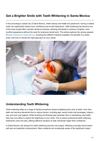 Get a Brighter Smile with Teeth Whitening in Santa Monica