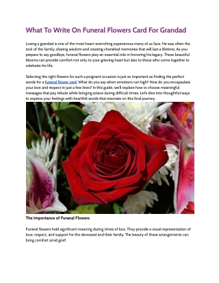 What To Write On Funeral Flowers Card For Grandad