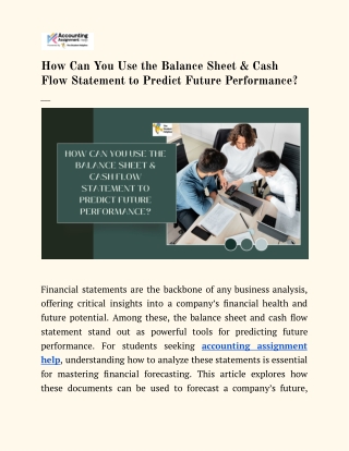 How Can You Use the Balance Sheet & Cash Flow Statement to Predict Future Performance_