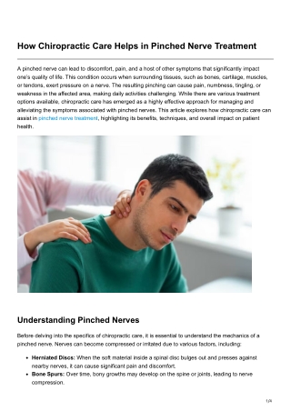 How Chiropractic Care Helps in Pinched Nerve Treatment