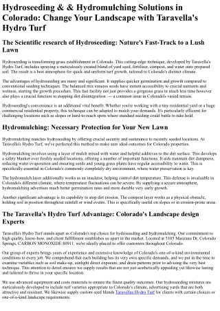 Taravellas Hydro Turf