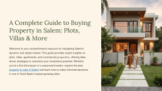 A Complete Guide to Buying Property in Salem: Plots, Villas & More