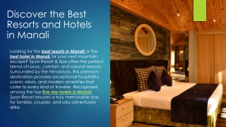 Best Riverside hotel in Manali