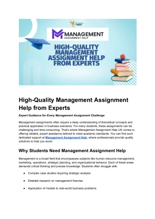 High-Quality Management Assignment Help from Experts