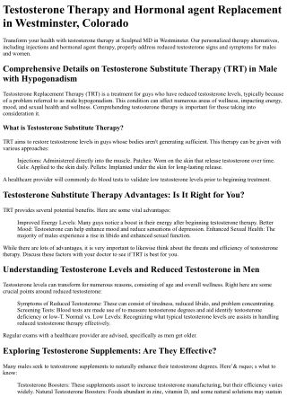 Testosterone Therapy Westminster
