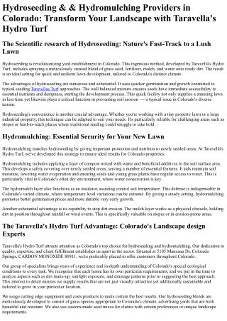 Taravellas Hydro Turf