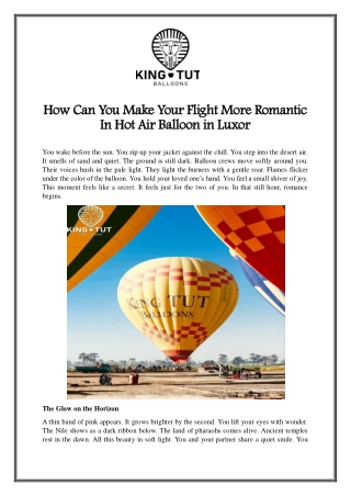 How Can You Make Your Flight More Romantic In Hot Air Balloon in Luxor