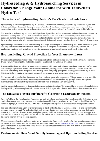 Taravellas Hydro Turf