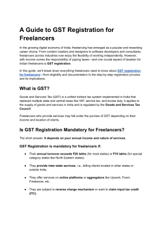 A Guide to GST Registration for Freelancers