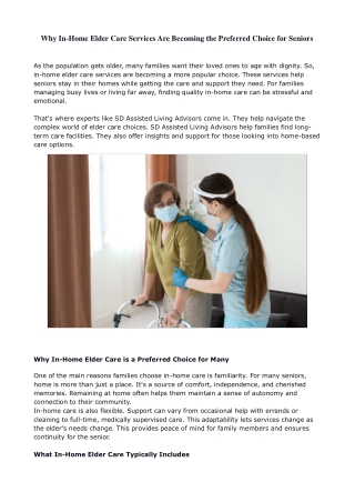 Why In-Home Elder Care Services Are Becoming the Preferred Choice for Seniors