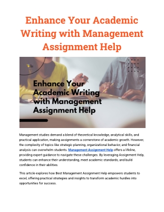 Enhance Your Academic Writing with Management Assignment Help