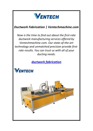 Ductwork Fabrication | Ventechmachine.com