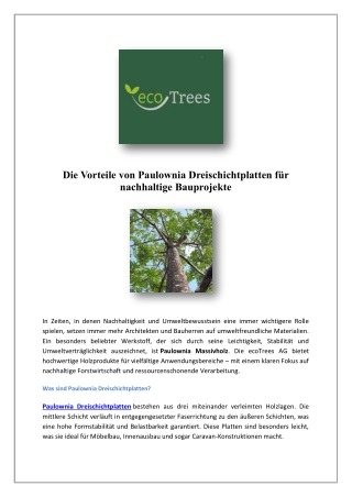 Paulownia holz kaufen | Eco Trees