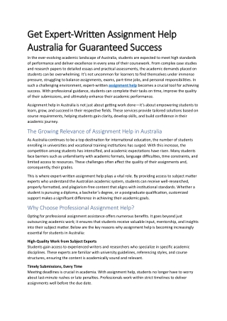 Get Expert-Written Assignment Help Australia for Guaranteed Success