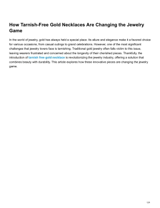 How Tarnish-Free Gold Necklaces Are Changing the Jewelry Game