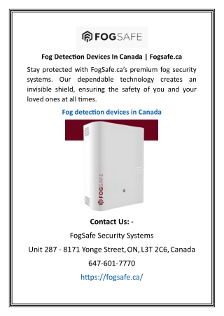 Fog Detection Devices In Canada | Fogsafe.ca