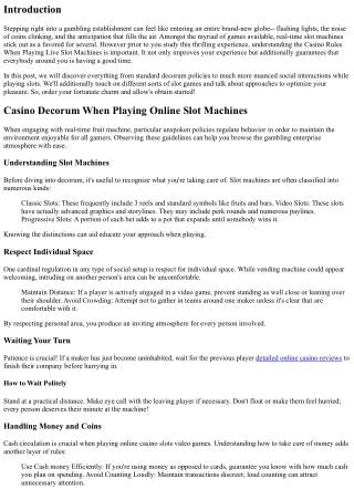 Online Casino Decorum When Playing Live Slot Machines