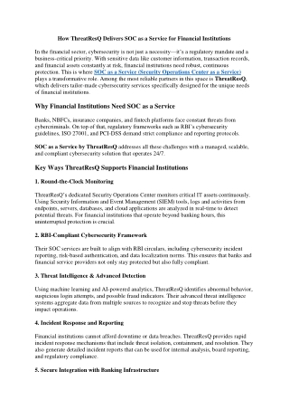 How ThreatResQ Delivers SOC as a Service for Financial Institutions