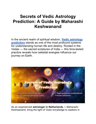 Secrets of Vedic Astrology Prediction-Navnidhi