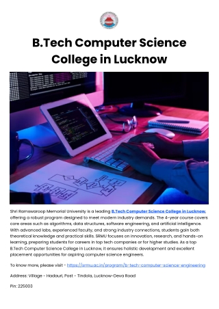 B.Tech Computer Science College in Lucknow