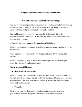 Why H Beams Are Essential for Steel Buildings guest posting