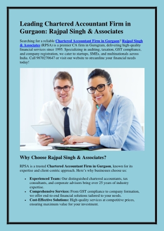 Chartered Accountant Firm in Gurgaon