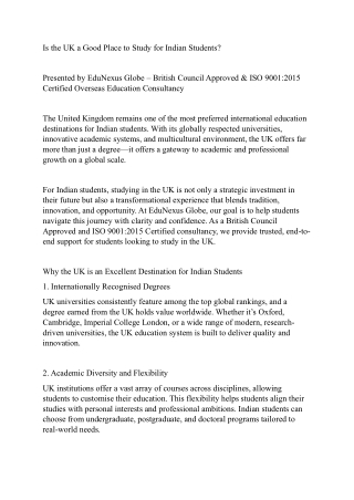 Is the UK a Good Place to Study for Indian Students