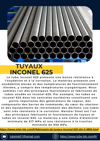 Tuyaux Inconel 625