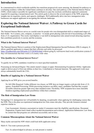 **Exploring the National Interest Waiver: A Pathway to Green Cards for Exception