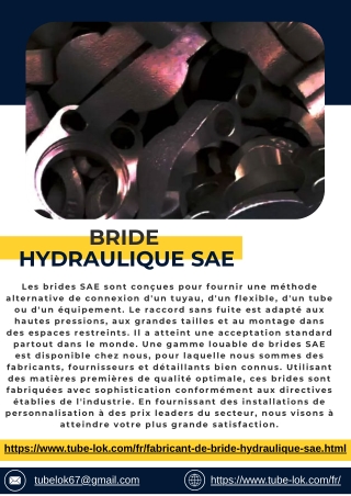 Bride hydraulique SAE