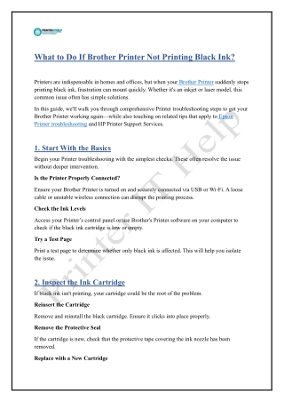 What to Do If Brother Printer Not Printing Black Ink