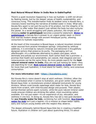 Best Natural Mineral Water in India Now in GableTopPak