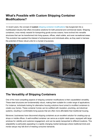 Whats Possible with Custom Shipping Container Modifications