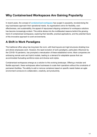 Why Containerised Workspaces Are Gaining Popularity