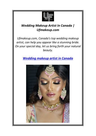 Wedding Makeup Artist In Canada | Ufmakeup.com